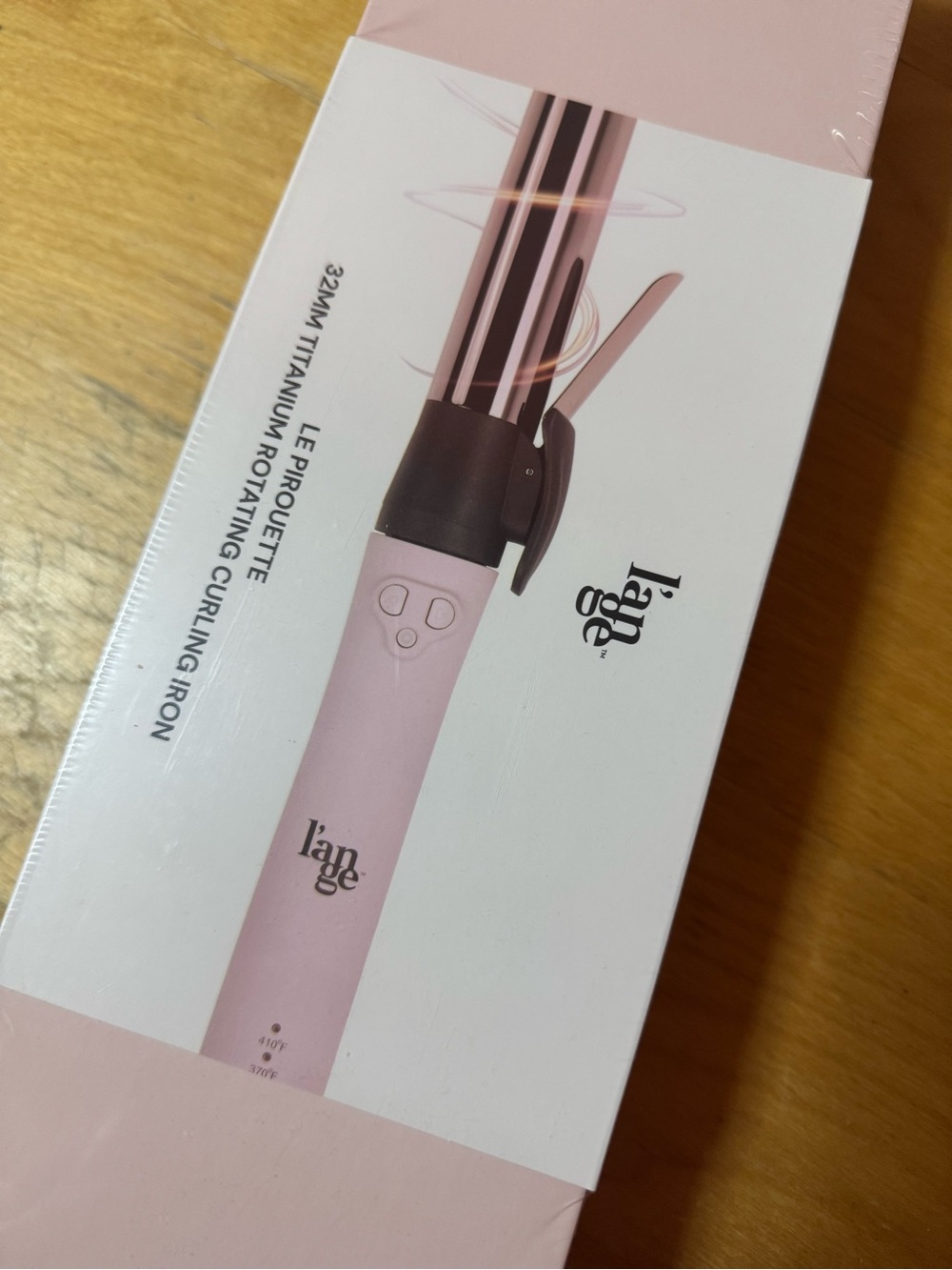 NIB l’ange Le Pirouette 32MM Titanium Rotating Curling Iron in Pink